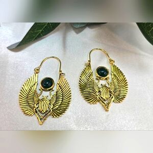 Gold Tone Scarab Style Earrings